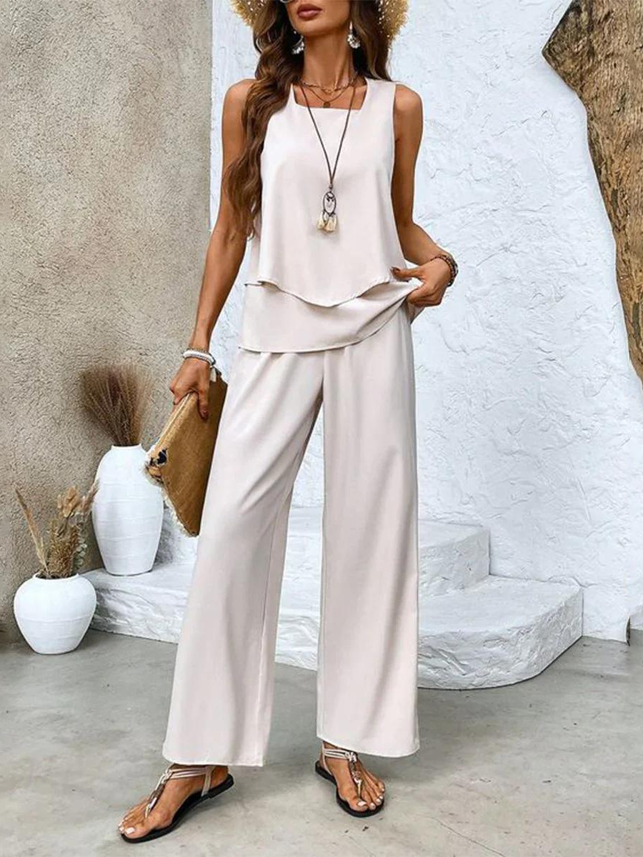 Two-Piece Set Sleeveless Top Wide-Leg Pants