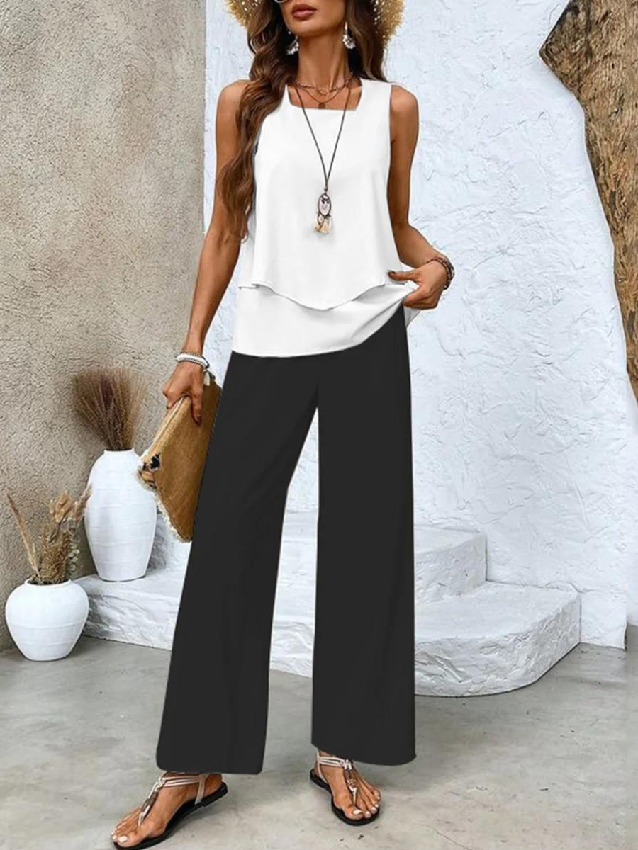 Two-Piece Set Sleeveless Top Wide-Leg Pants