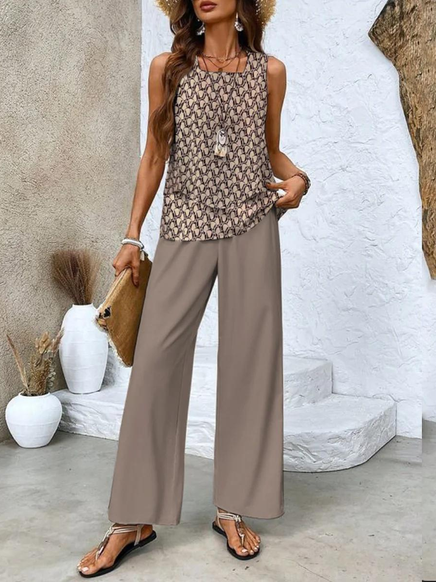 Two-Piece Set Sleeveless Top Wide-Leg Pants