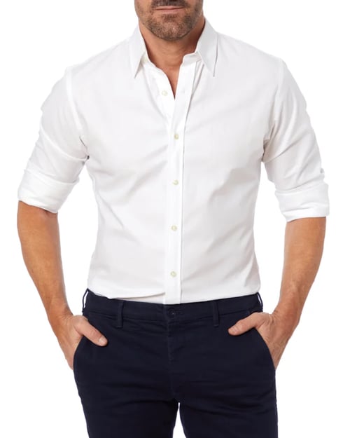 Mens Oxford Shirt Slim Fit Stretch Zip Closure Five Color