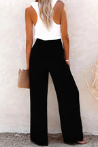 High Waist Trousers Smocked Waist