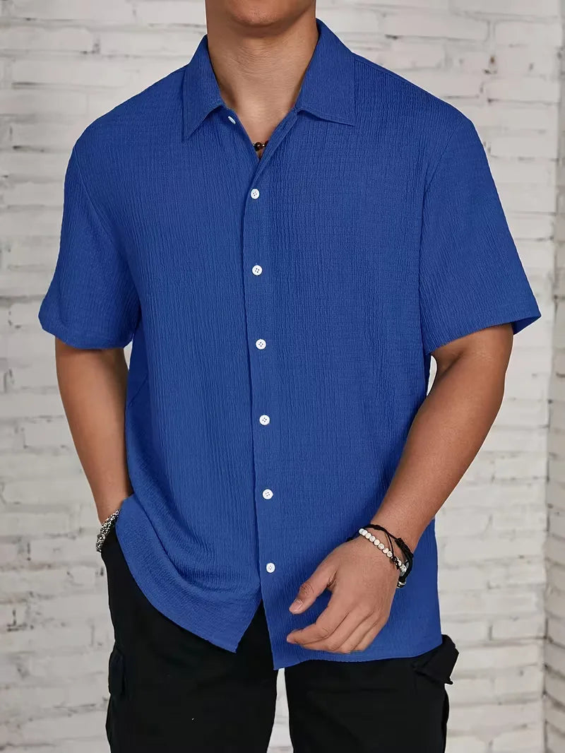 Mens Short Sleeve V Neck Shirt Casual