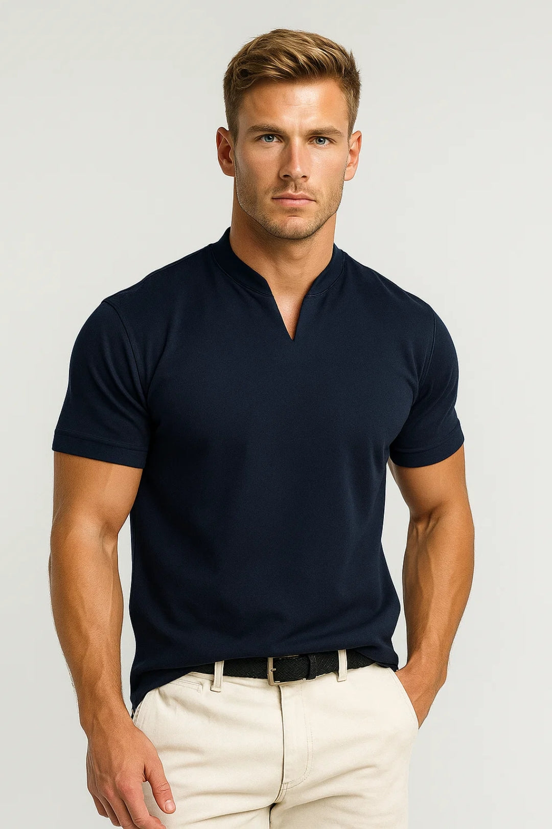 Men's Shirt Slim Fit Cotton Split Collar For Everyday Wear