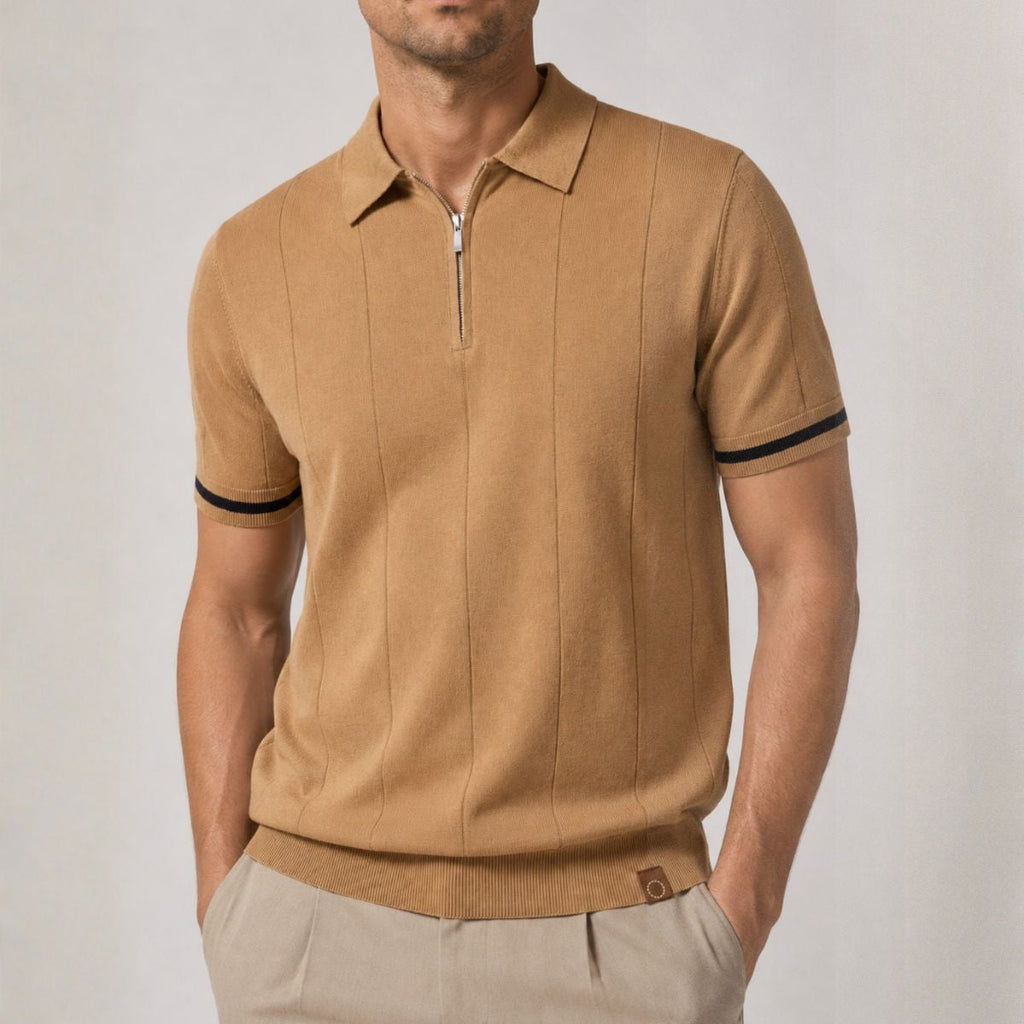 Mens Short Zip Polo Classic Collar