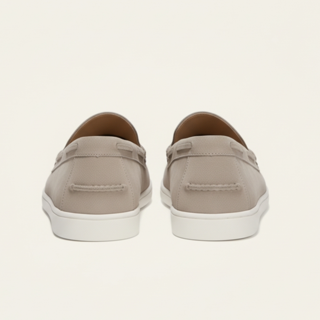 Suede Slip-On Loafers — Minimalist Taupe Shoes with Rubber Sole for Fall