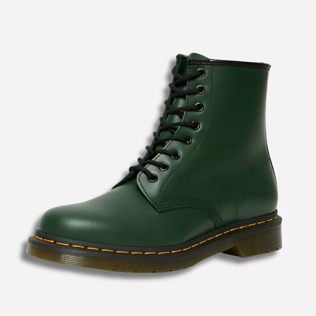 Lace Up Boots Ankle Leather Block Heel Round Toe Women's