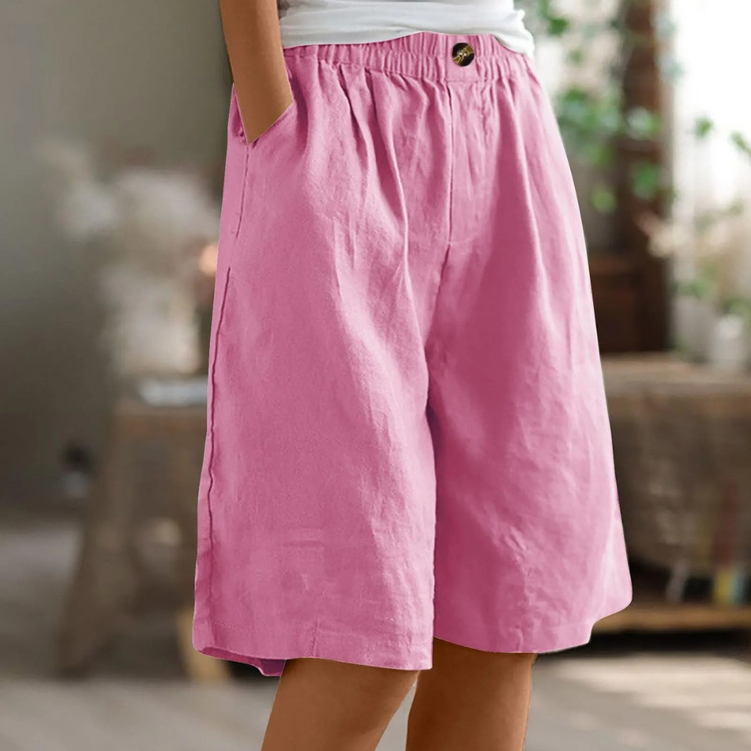 Womens Wide Leg Shorts Pockets Five Color