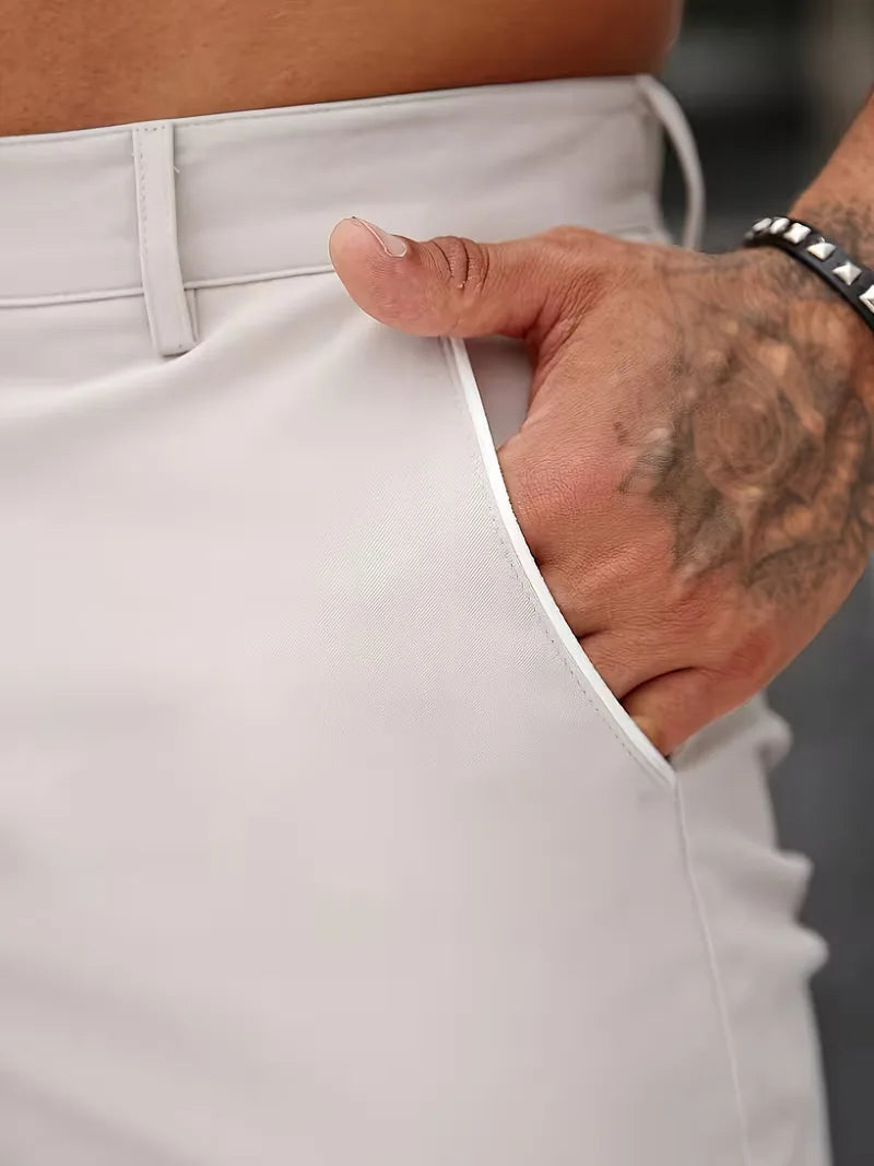 Mens Casual Shorts Button Side Pockets