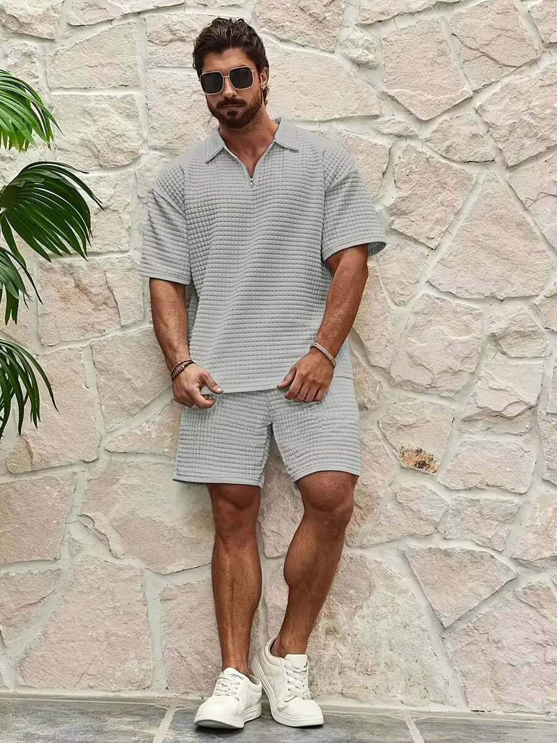 Mens V Neck Top and Shorts Set