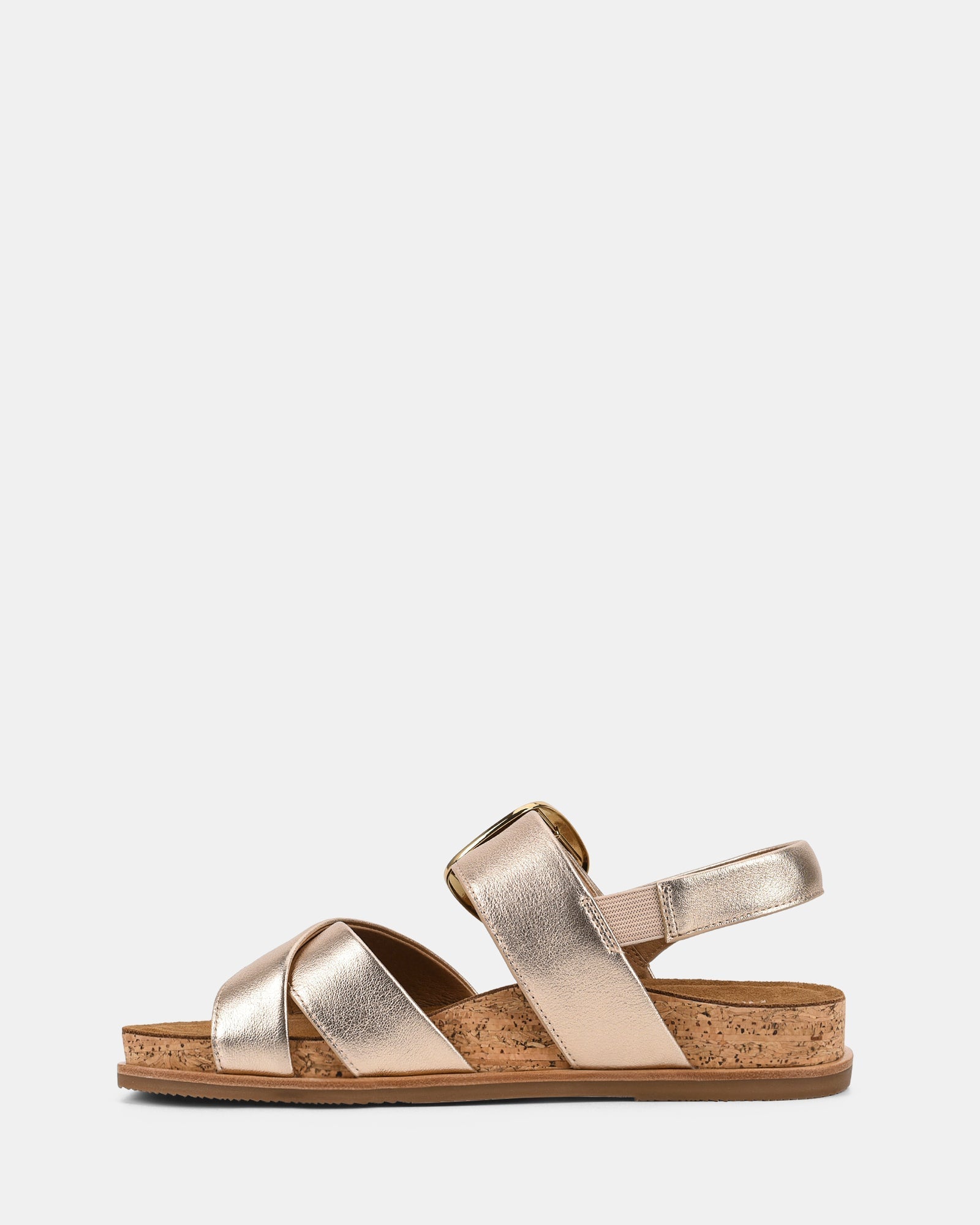 Womens Gold Cross Strap Buckle Summer Sandals Eight Size