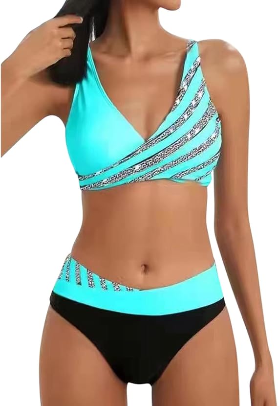 Womens Colorblock Bikini Set