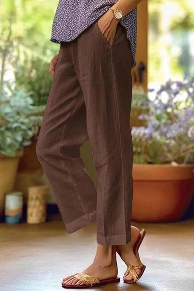Light Summer Trousers Straight Leg Pockets