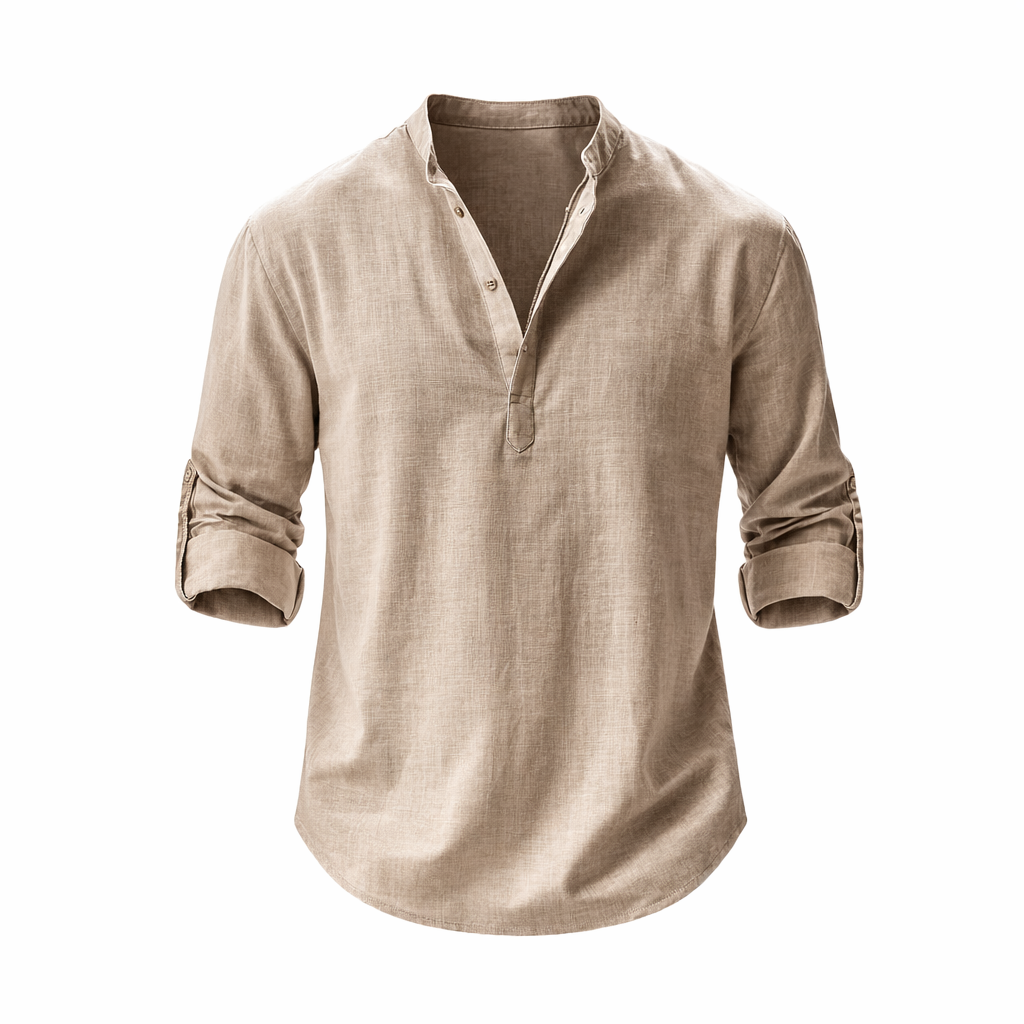 Mens Cotton Shirt Relaxed Fit Long Sleeve Five Color