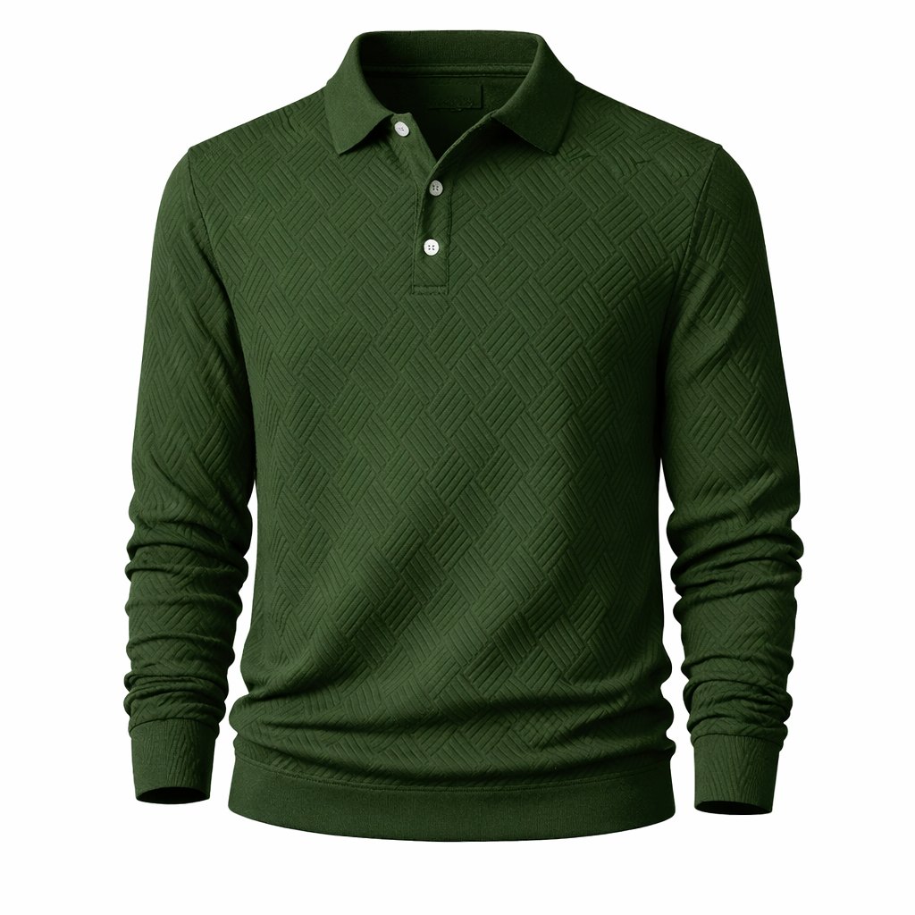Mens Polo Long Sleeve Textured Five Color