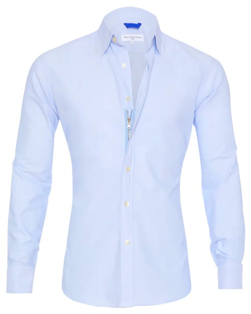 Mens Oxford Shirt Slim Fit Stretch Zip Closure Five Color