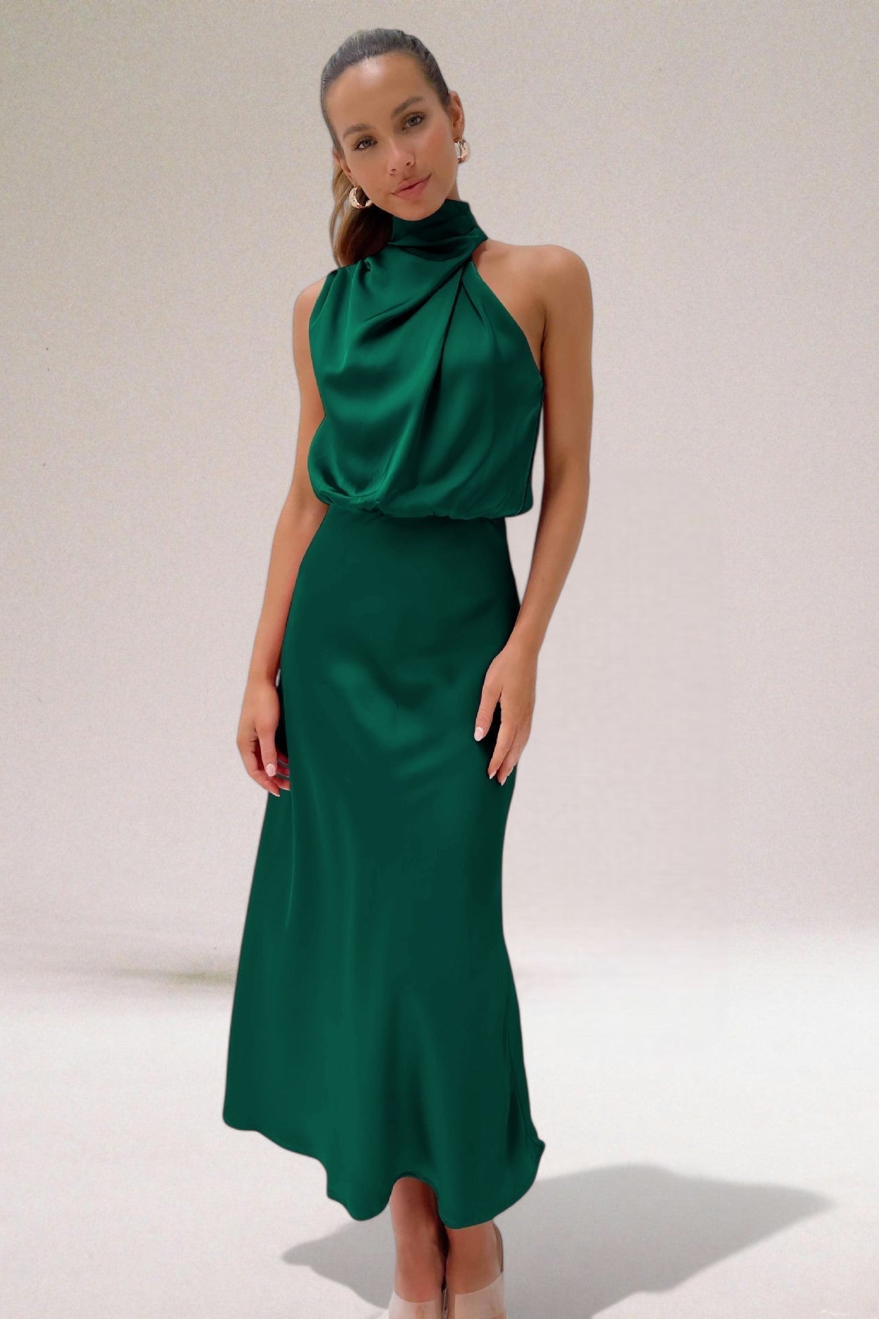 Halter Neck Dress Satin