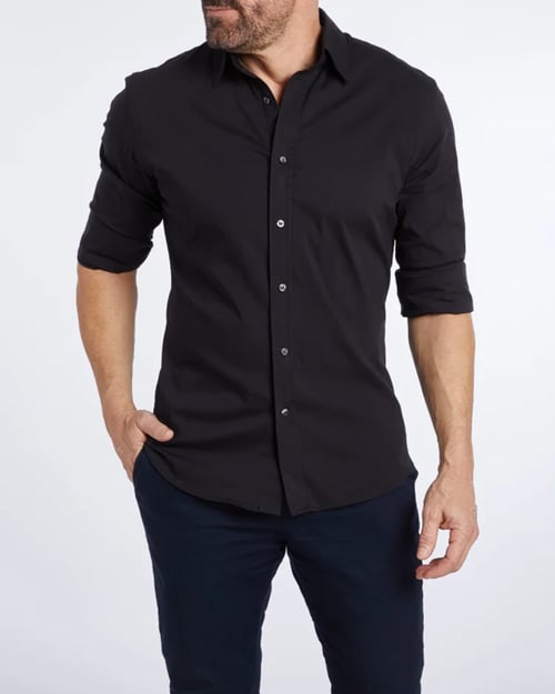 Mens Oxford Shirt Slim Fit Stretch Zip Closure Five Color
