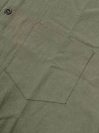 Mens Short Sleeve Linen Shirt Chest Pocket