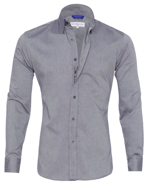 Mens Oxford Shirt Slim Fit Stretch Zip Closure Five Color