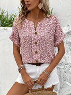 Floral Print Blouse Button-Up