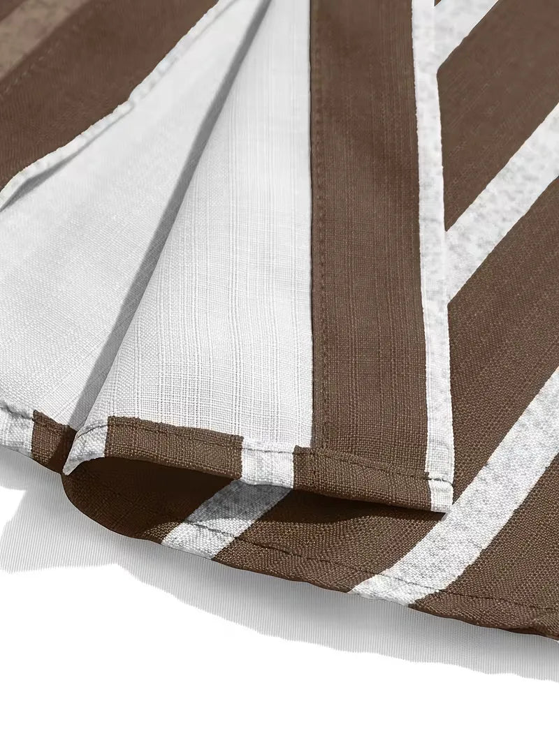 Mens Short Sleeve V Neck Stripe Shirt