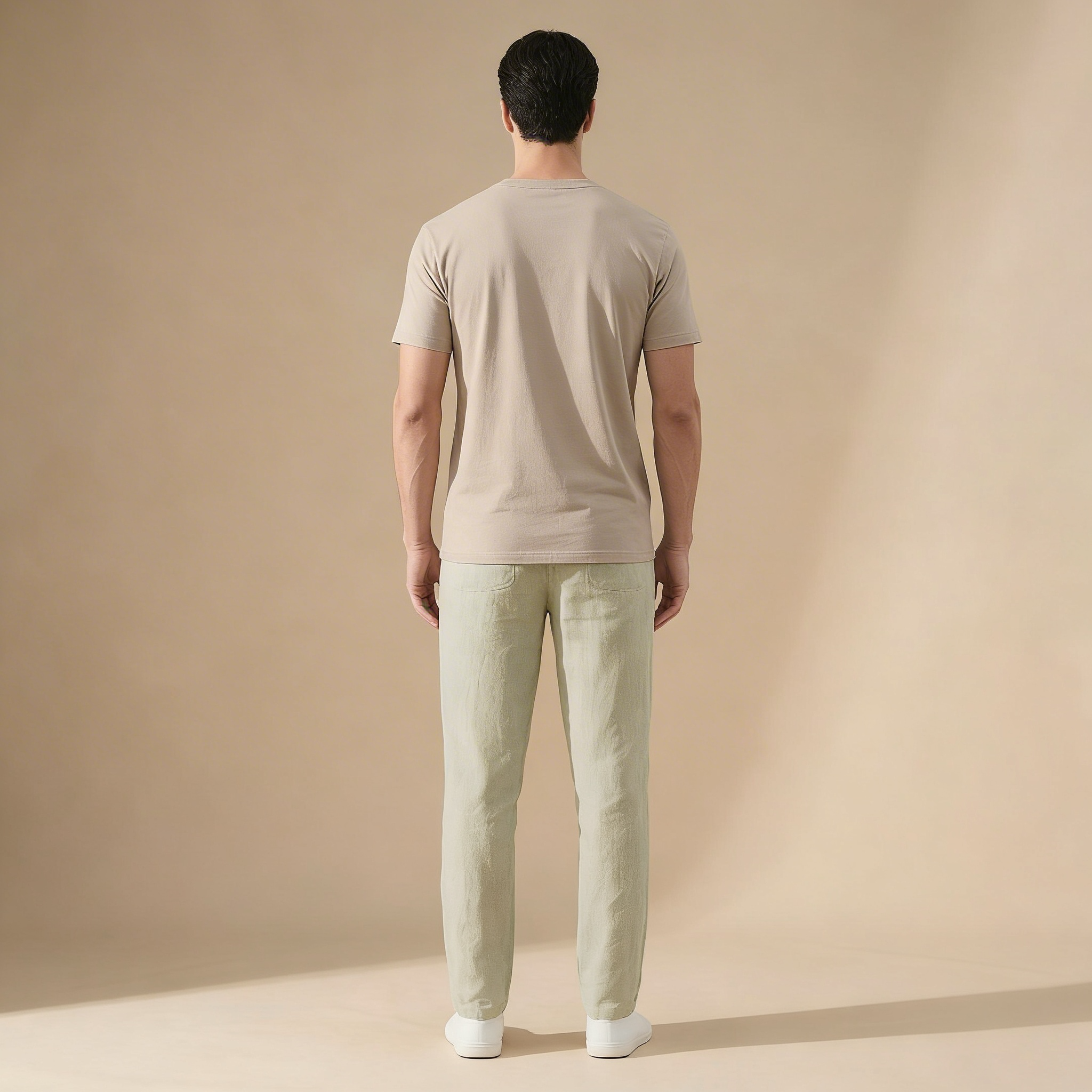 Men's Linen Summer Pants Regular Fit Breathable Fabric Elastic Waist