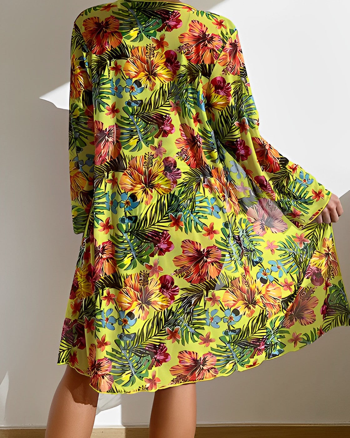 Tropical Bikini Set Cover-Up High Waist
