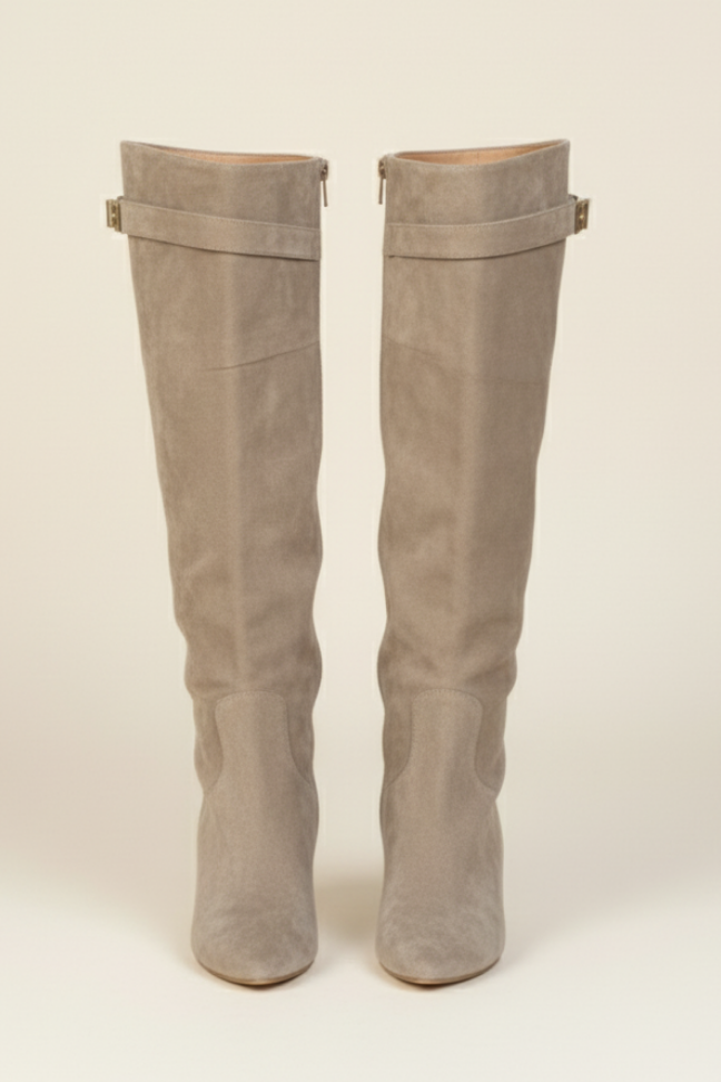 Fall Suede Slouch Knee-High Boots — Foldover Shaft Minimalist Design