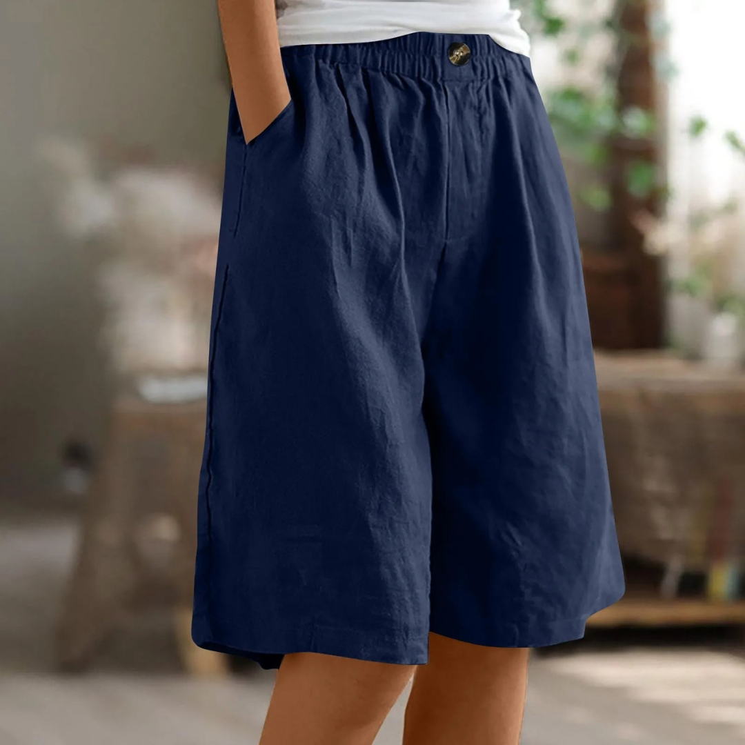 Womens Wide Leg Shorts Pockets Five Color