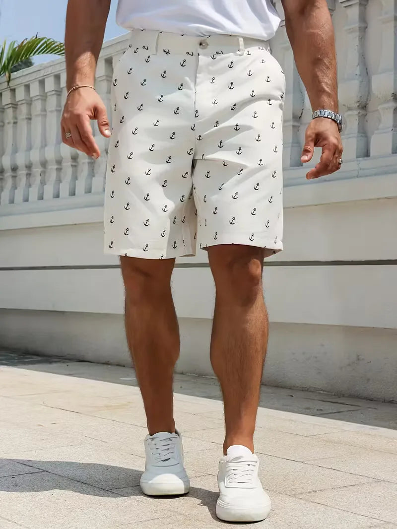 Mens Anchor Print Shorts Straight Fit