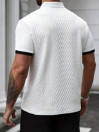 Mens V Neck Polo Jacquard Pattern