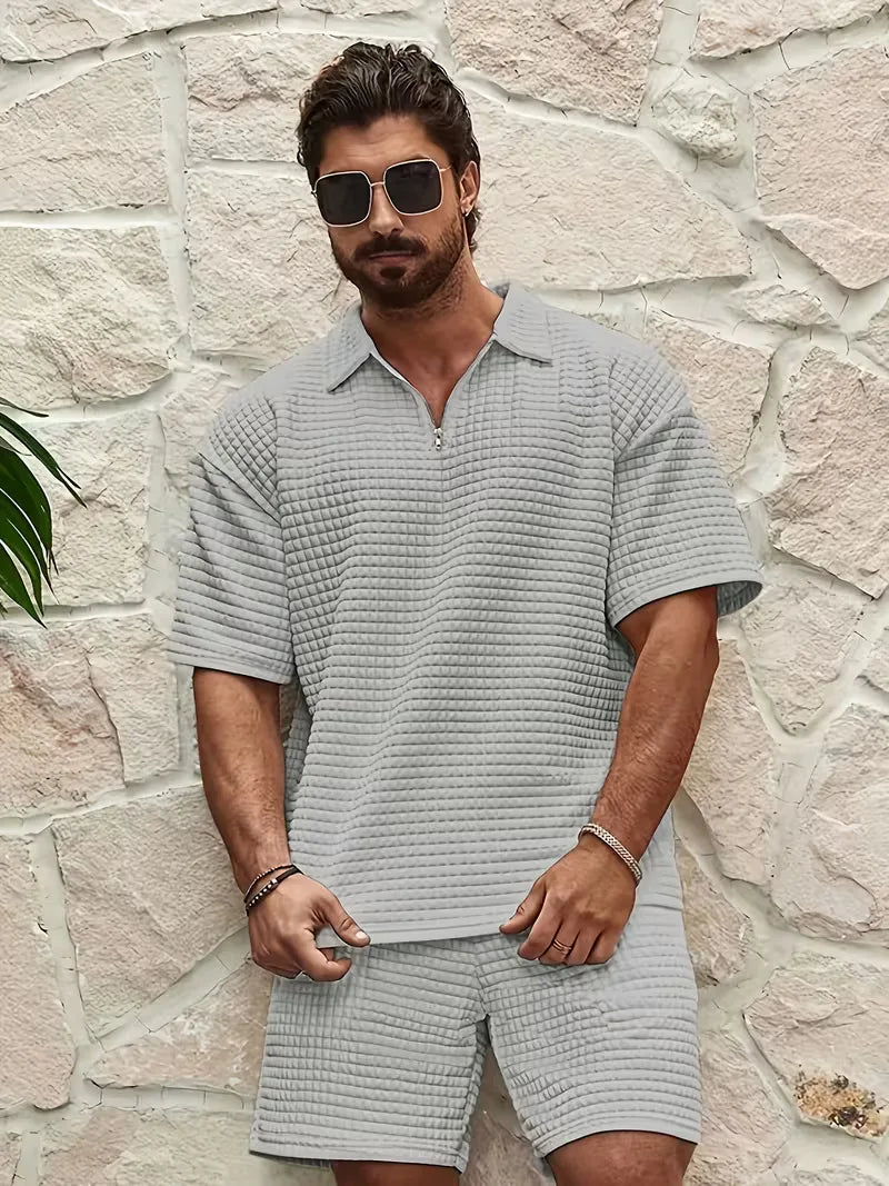 Mens V Neck Top and Shorts Set