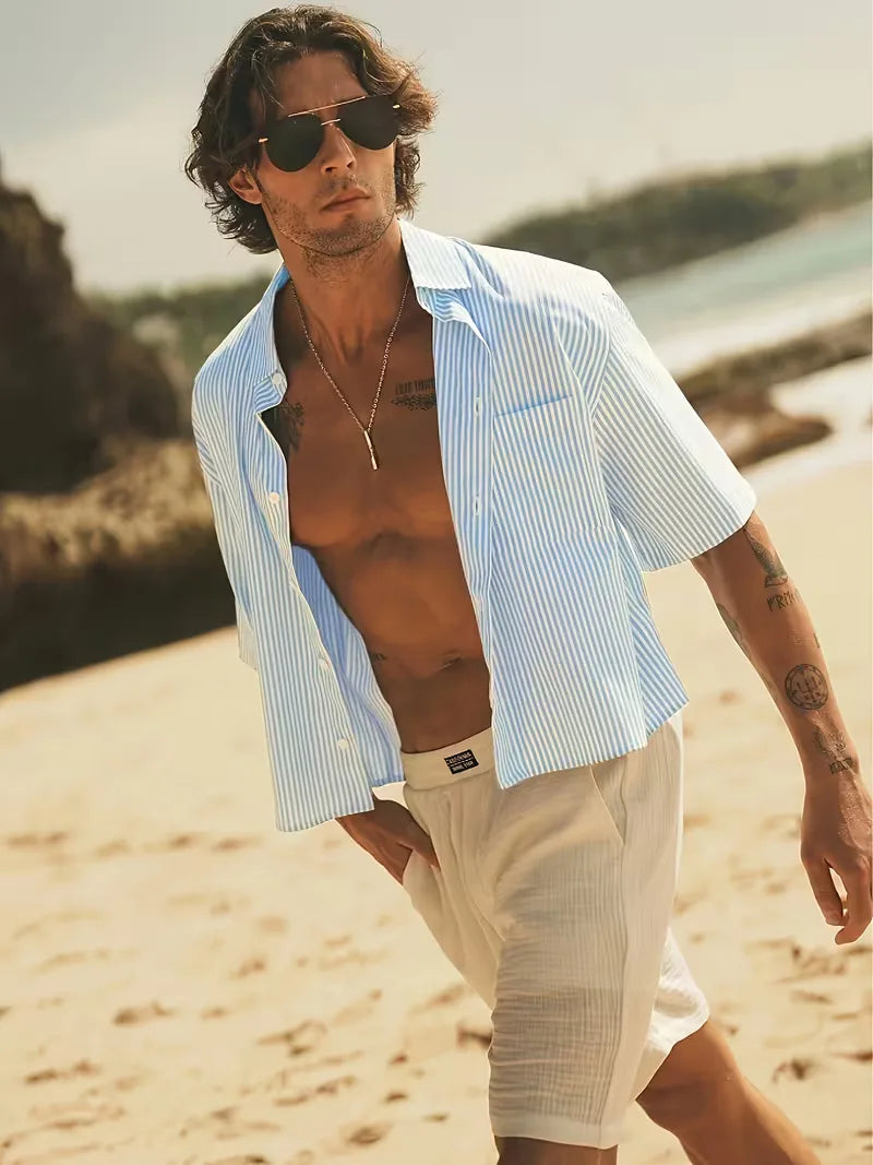 Mens Short Sleeve V Neck Shirt