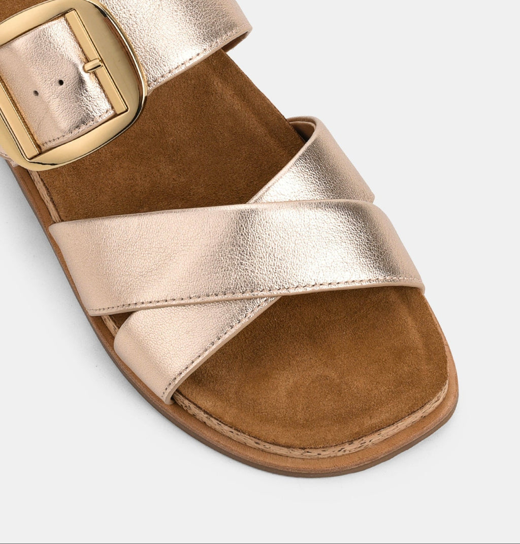 Womens Gold Cross Strap Buckle Summer Sandals Eight Size