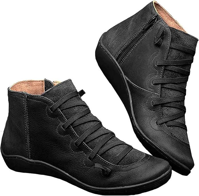 Ankle Boots PU Leather Block Heel Round Toe Everyday