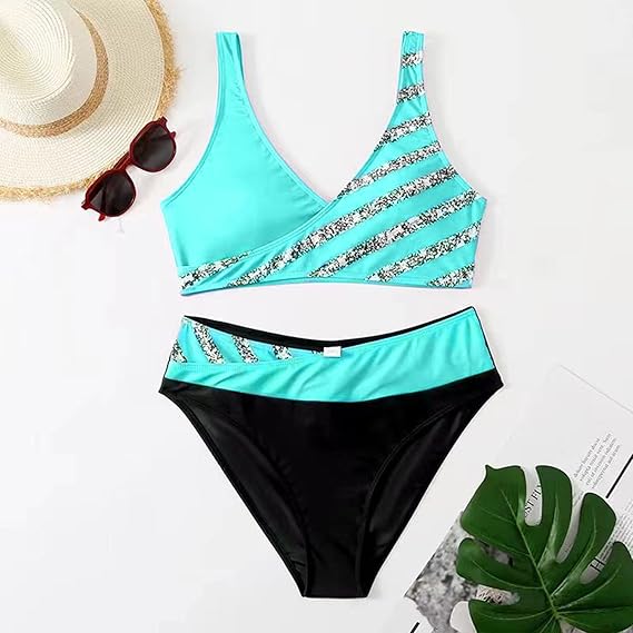 Womens Colorblock Bikini Set