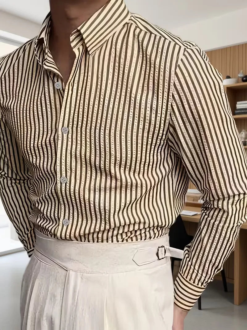 Mens Vertical Stripe Casual Shirt
