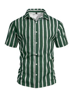 Mens Short Sleeve V Neck Stripe Shirt