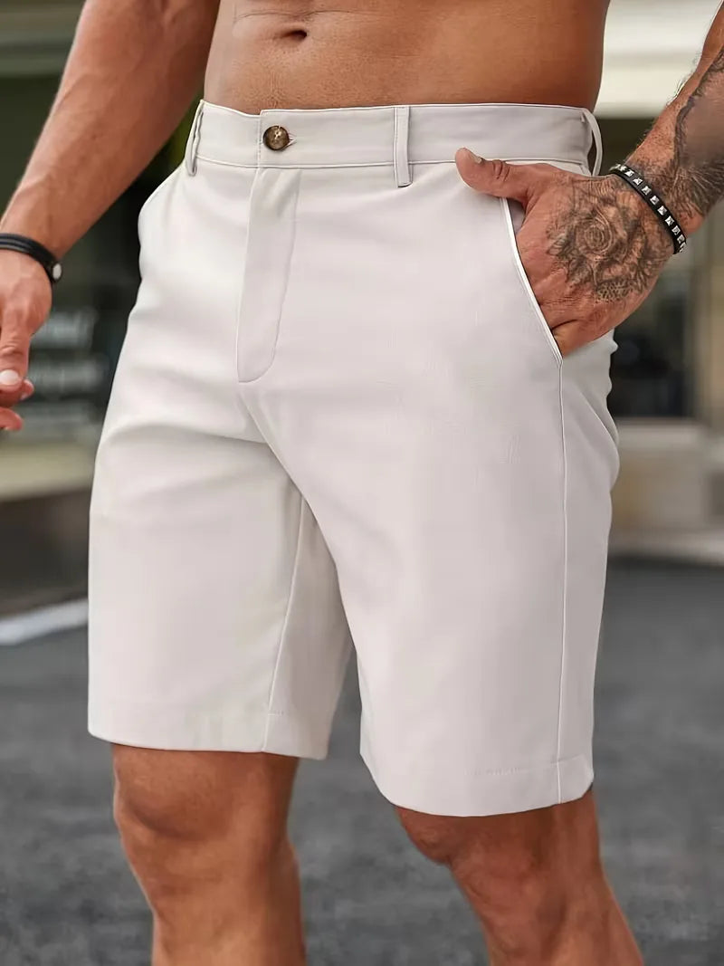 Mens Casual Shorts Button Side Pockets