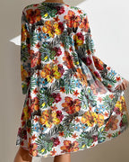 Tropical Bikini Set Cover-Up High Waist