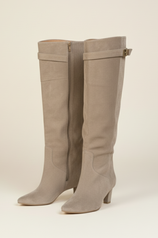 Fall Suede Slouch Knee-High Boots — Foldover Shaft Minimalist Design