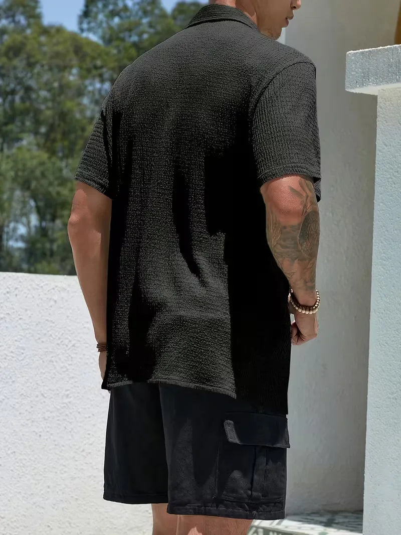 Mens Short Sleeve V Neck Shirt Casual