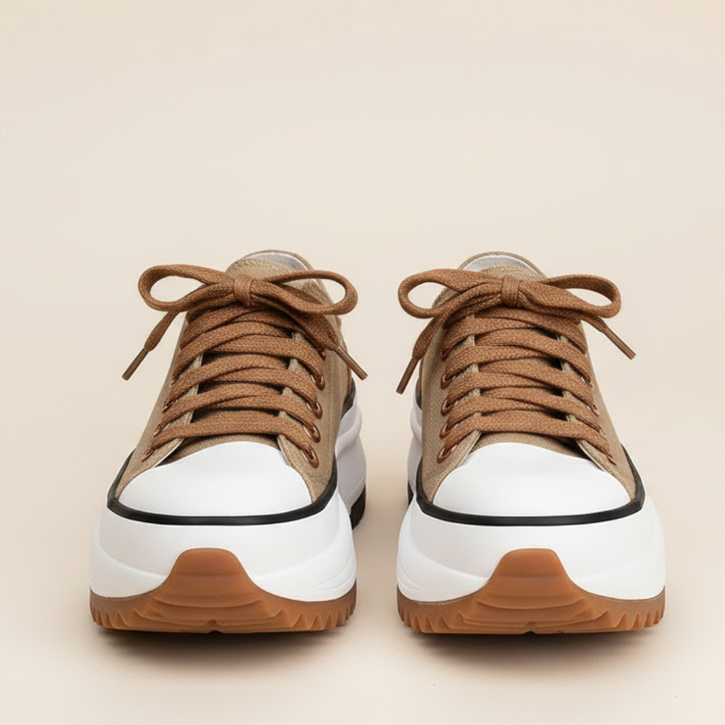 Fall Platform Canvas Sneakers — Chunky Sole Lace-Up Shoes