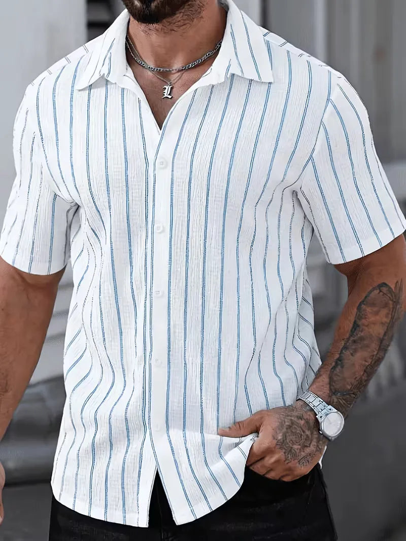 Mens Two Tone Vertical Stripe Shirt