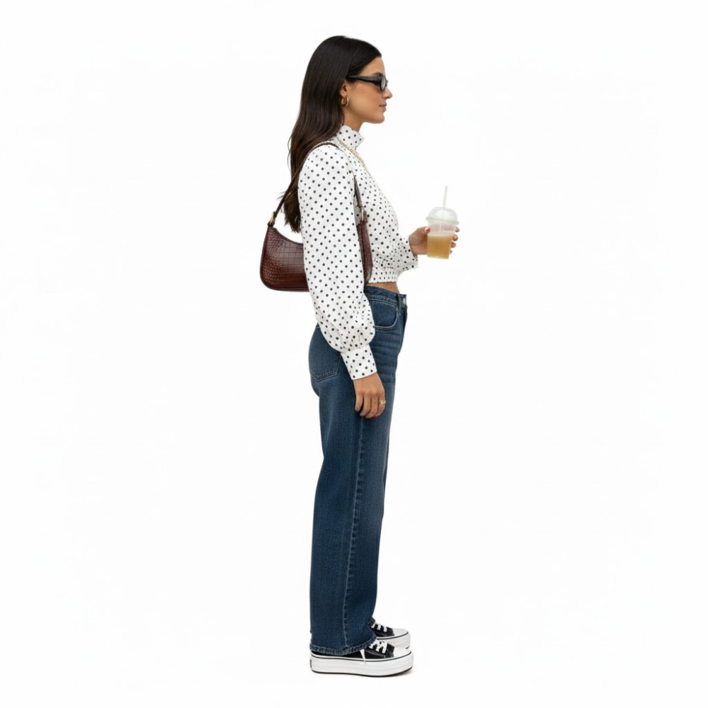 Ophelia | Fall Polka-Dot Jacket with High Collar and Dolman Sleeves