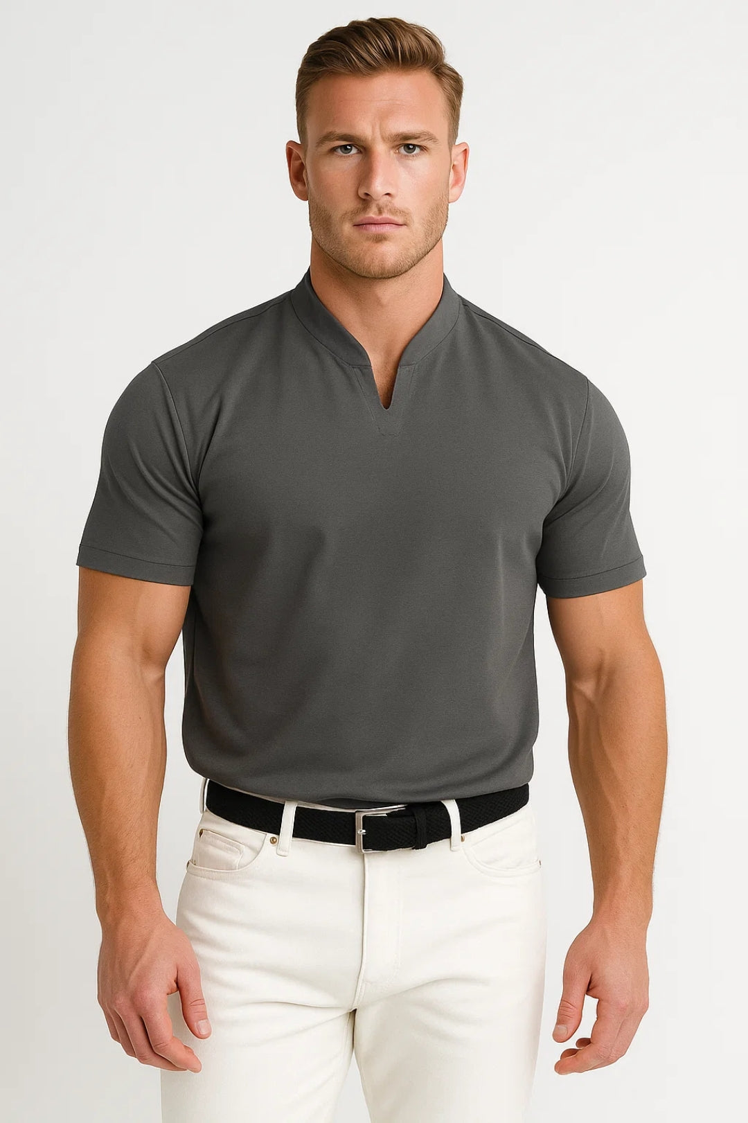 Men's Shirt Slim Fit Cotton Split Collar For Everyday Wear
