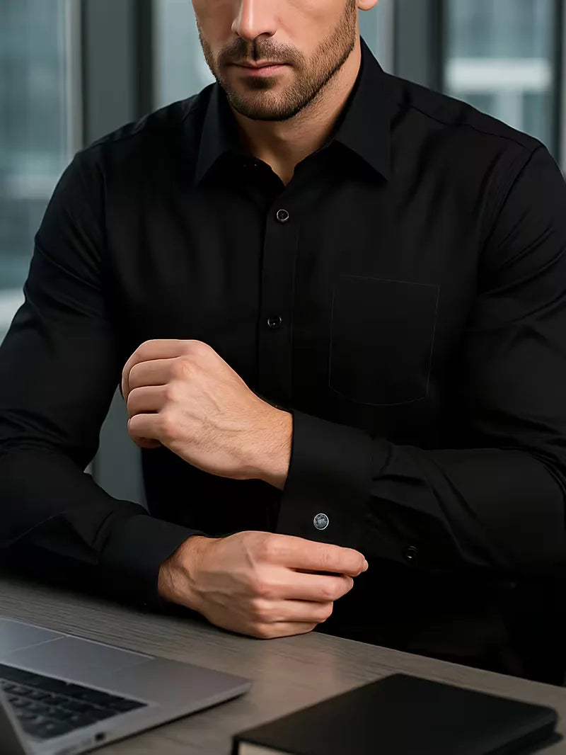 Mens Mandarin Collar Dress Shirt