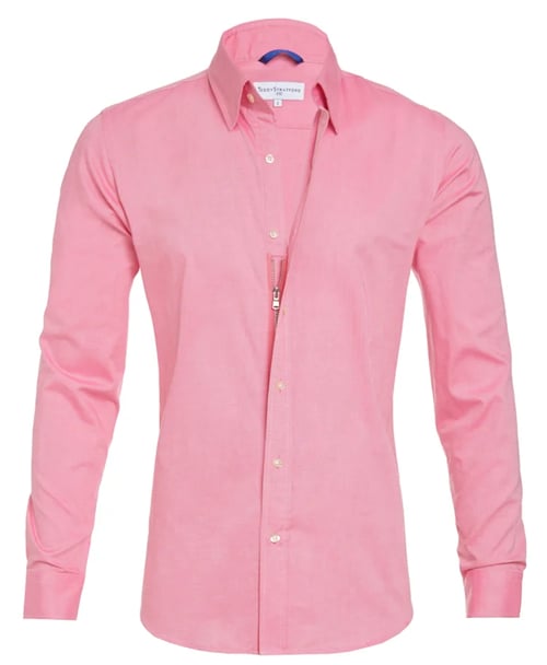 Mens Oxford Shirt Slim Fit Stretch Zip Closure Five Color