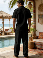 Mens Summer Linen Set Short Sleeve