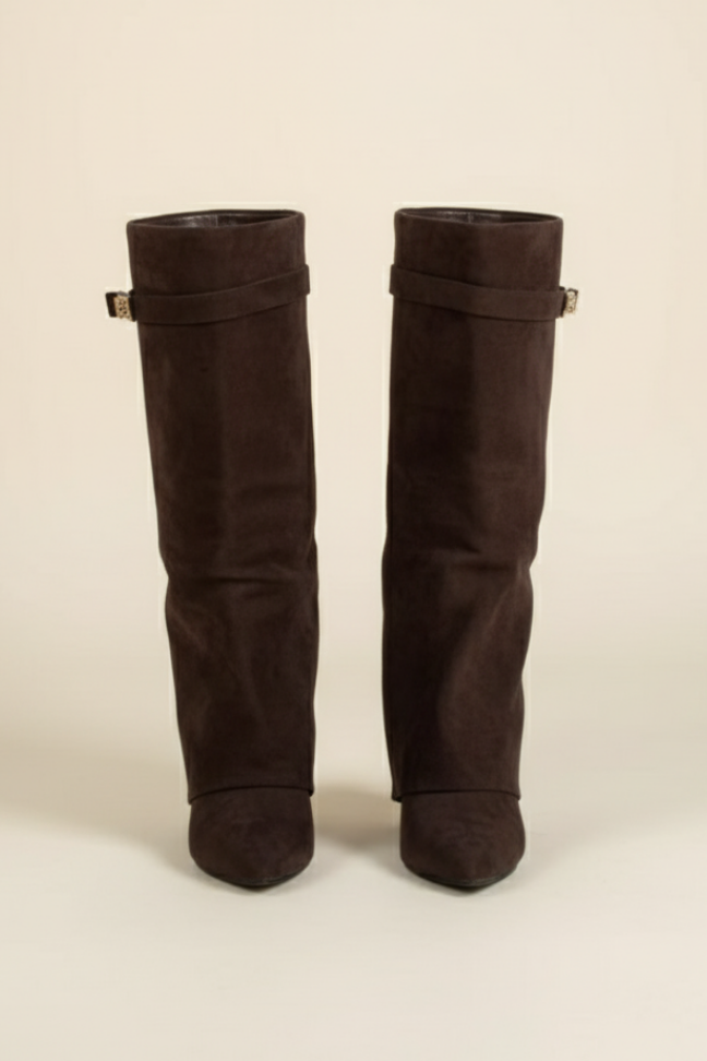 Fall Suede Slouch Knee-High Boots — Foldover Shaft Minimalist Design